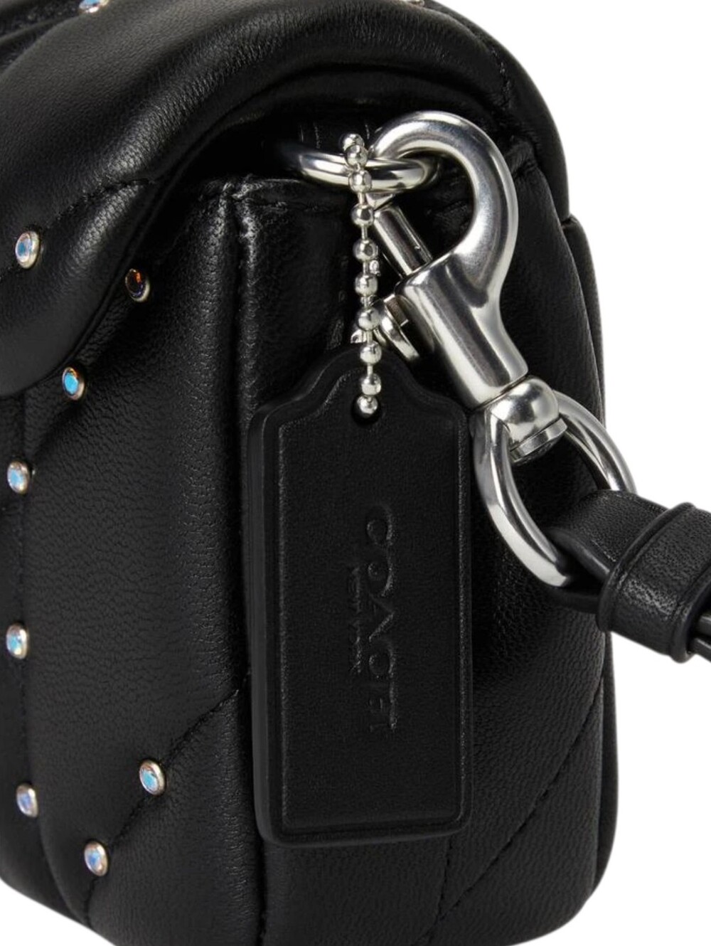 Coach Quilted Crystal Tabby Crossbody Bag RETAIL- Black Silver Hardware NEW - Picture 6 of 14